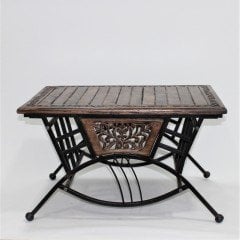 Eskitme Ahşap Ferforje Dikdörtgen Sehpa 76x50x46 cm. KNA251