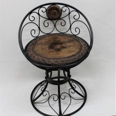 Ahşap Ferforje Oymalı Sandalye Tabure 46x46x59 cm. KNA50