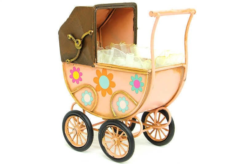 Dekoratif Metal Bebek Arabası C0259