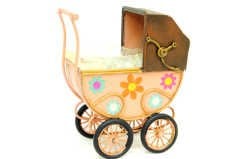 Dekoratif Metal Bebek Arabası C0259