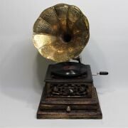 Ahşap Çekmeceli Gramofon+Etajer