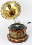 Ahşap Metal Kaplamalı Sekizgen Gramofon (Kusurlu Ürün)