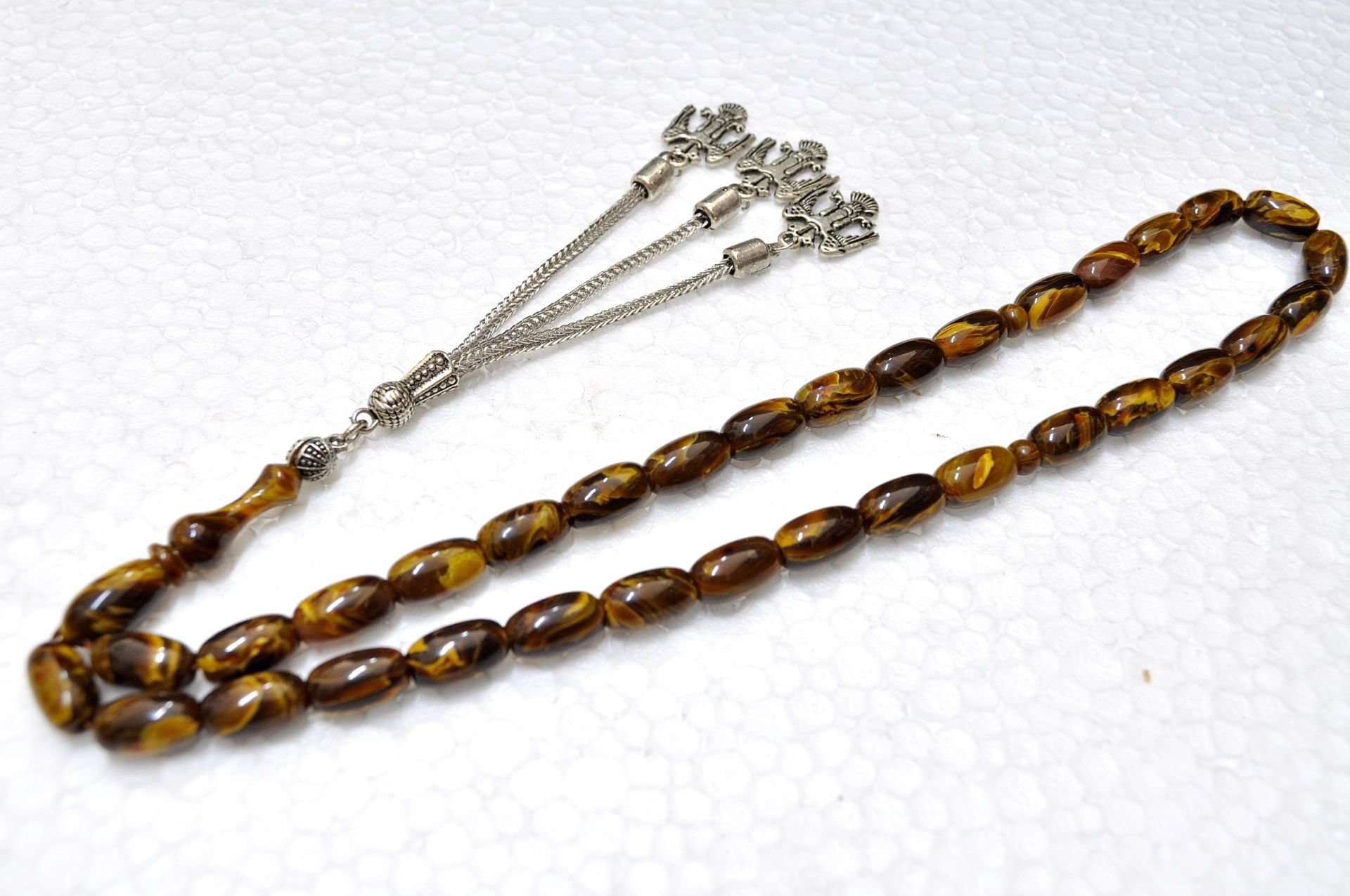 Sıkma Kehribar Tesbih Kapsül Kesim 7*12 mm (khr-11104)