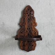 Ahşap Lambalık Kavukluk Raf (Şamdanlık) 20x19x42