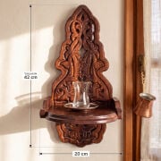 Ahşap Lambalık Kavukluk Raf (Şamdanlık) 20x19x42
