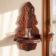 Ahşap Lambalık Kavukluk Raf (Şamdanlık) 20x19x42