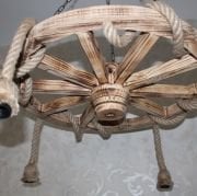 Otantik Çarşı Ahşap Halatlı Teker Avize 70 cm. 4'lü  K05 Serbest Sarkıtlı