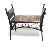 Eskitme Ahşap Ferforje Puf Tabure 63x38x62 cm. KNA248