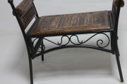 Eskitme Ahşap Ferforje Puf Tabure 63x38x62 cm. KNA248