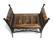 Eskitme Ahşap Ferforje Puf Tabure 63x38x62 cm. KNA248