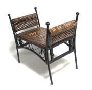 Eskitme Ahşap Ferforje Puf Tabure 63x38x62 cm. KNA248