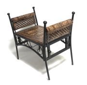 Eskitme Ahşap Ferforje Puf Tabure 63x38x62 cm. KNA248