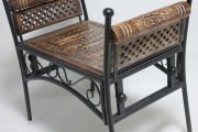Eskitme Ahşap Ferforje Puf Tabure 63x38x62 cm. KNA248