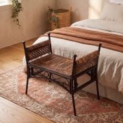 Eskitme Ahşap Ferforje Puf Tabure 63x38x62 cm. KNA248