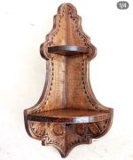Otantik Çarşı Ahşap El Oyması Köşe Raf  56x17x17 cm.