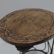 Eskitme Ahşap Ferforje Oymalı Yuvarlak Sehpa 30x2 h:40 cm.