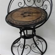 Eskitme Ahşap Ferforje Oymalı Yuvarlak Sehpa Takımı 75 cm.