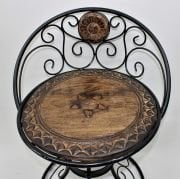 Eskitme Ahşap Ferforje Oymalı Yuvarlak Sehpa Takımı 75 cm.