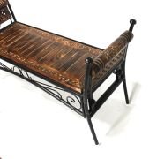 Ahşap Ferforje Oymalı Büyük Puf 100x37x60 cm.