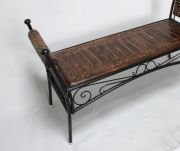 Ahşap Ferforje Oymalı Büyük Puf 100x37x60 cm.