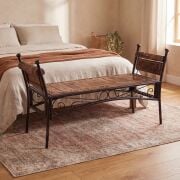 Ahşap Ferforje Oymalı Büyük Puf 100x37x60 cm. KNA249