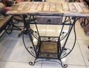 Ahşap Ferforje Oymalı Dresuar Etajer Çekmeceli 79x38x77 cm.