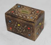 Ahşap Oymalı  Boncuklu Kilitli Kumbara  14x10x10 cm.