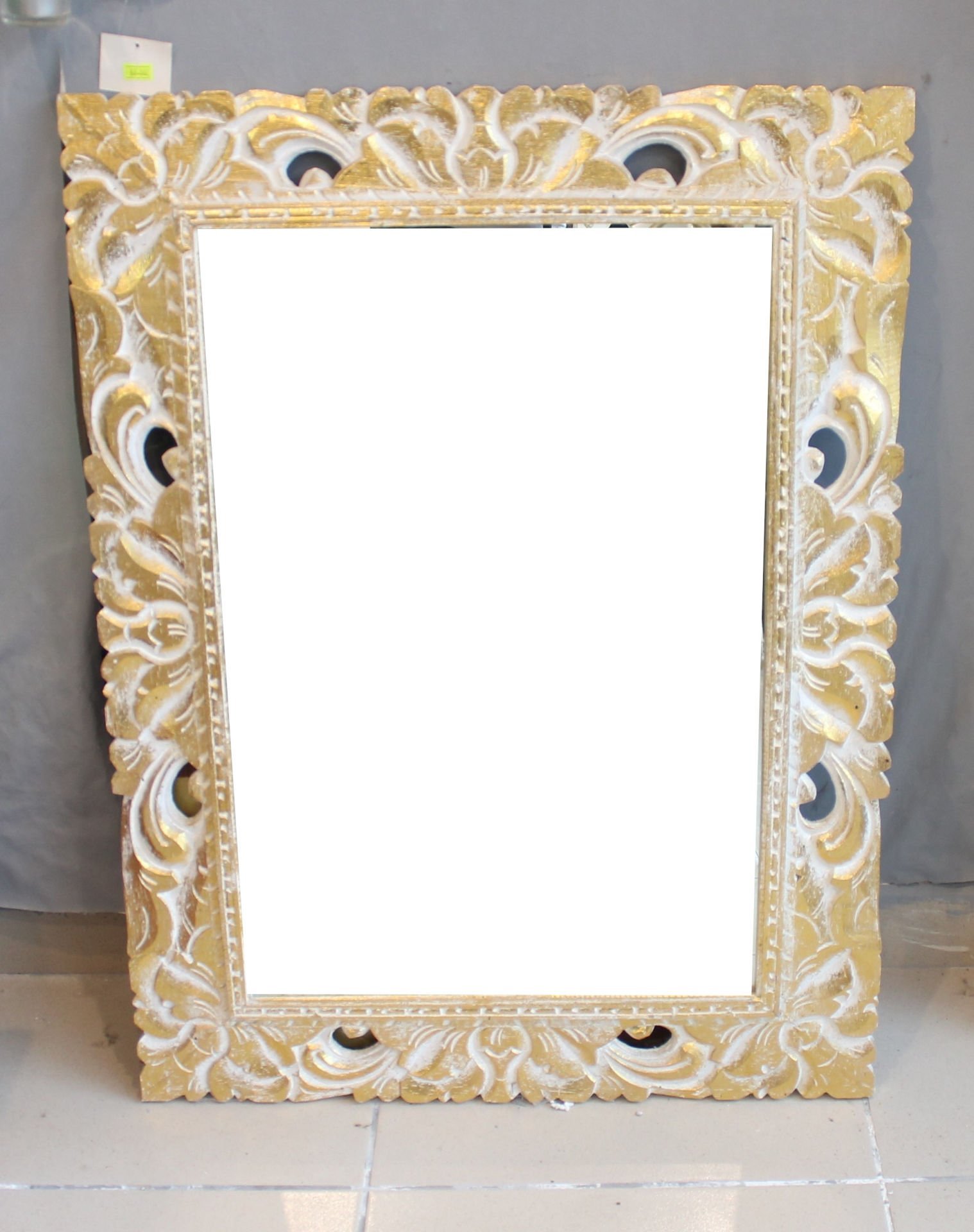 Ahşap Oymalı Altın Varaklı Ayna 80x60 cm.