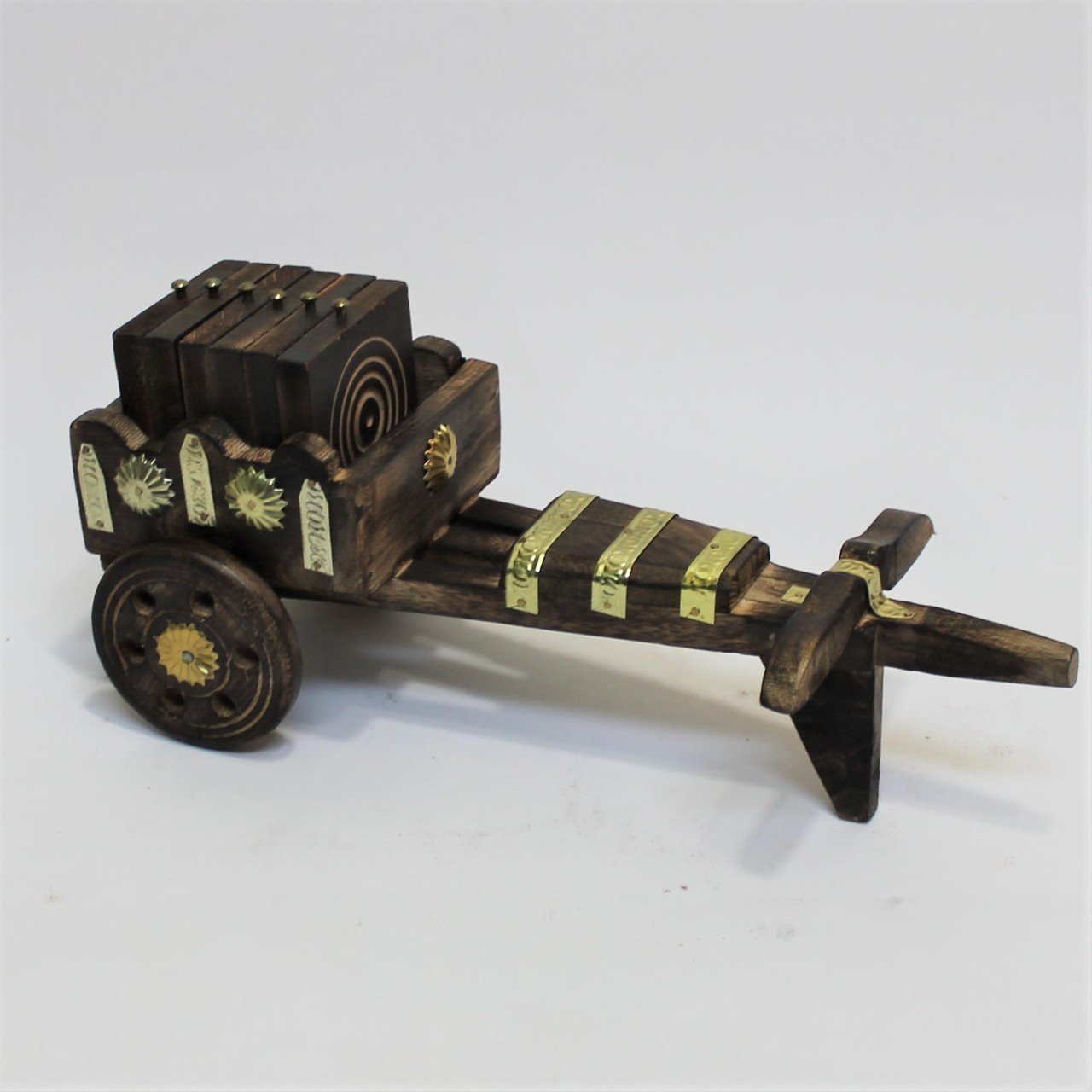 Eskitme Ahşap Kağnı Bardak Altlığı