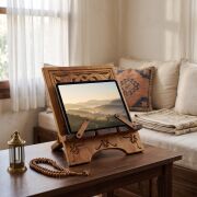 Otantik Çarşı Ahşap Oymalı Masa Üstü Tablet Tutucu Rahle