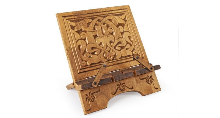 Otantik Çarşı Ahşap Oymalı Masa Üstü Tablet Tutucu Rahle