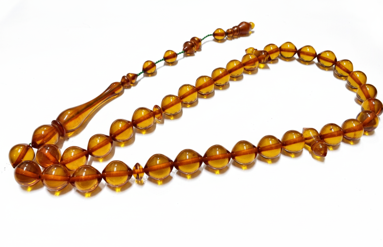 Ateş Kehribar Tesbih İstanbul Kesim 13*15 mm (khr-13028)