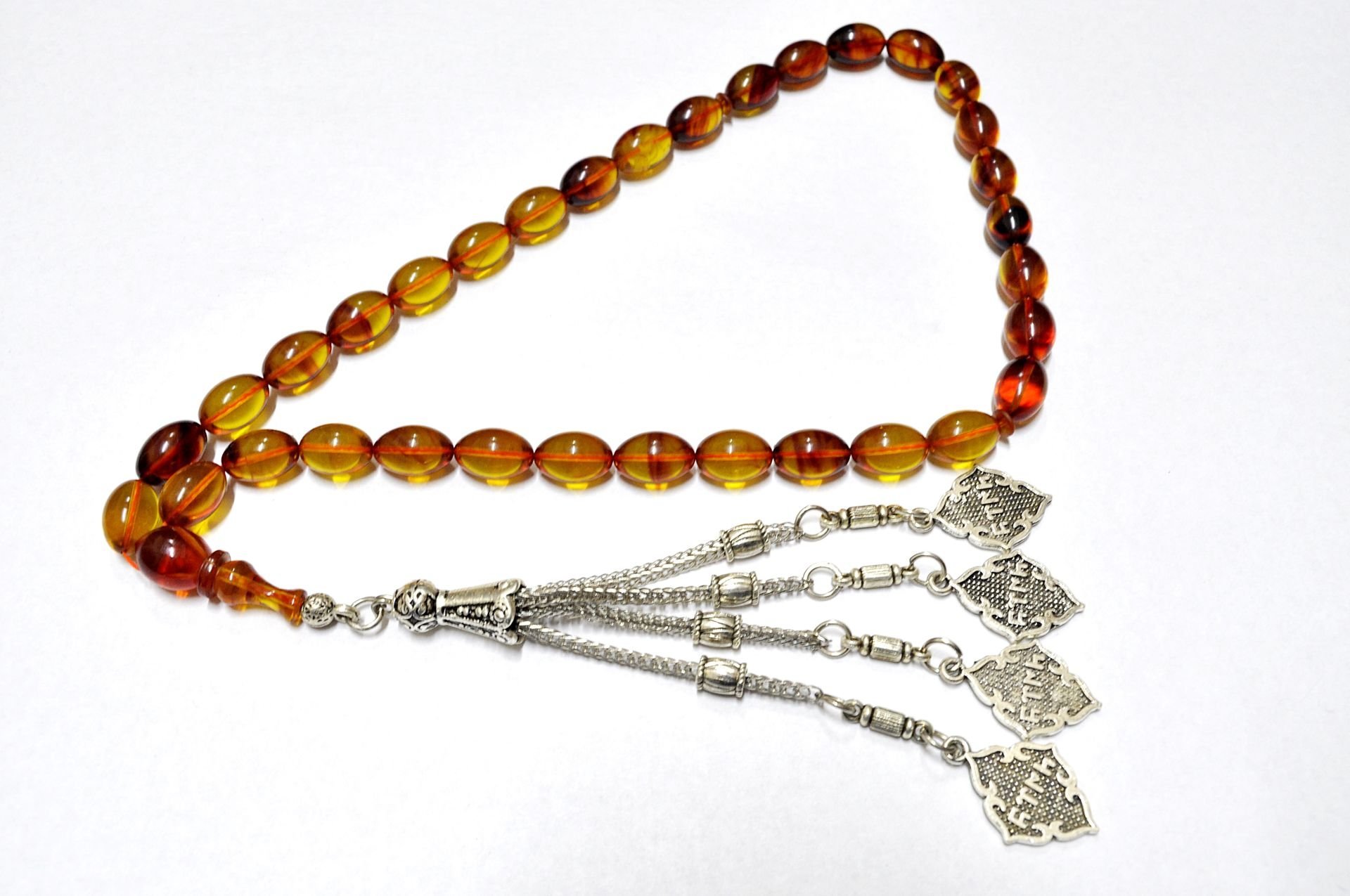 Ateş Kehribar Tesbih Beyzi Kesim 7*11 mm (khr-13029)