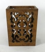 Eskitme Ahşap Oymalı Kova 23xx23x27 cm.