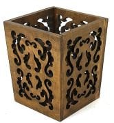 Eskitme Ahşap Oymalı Kova 23xx23x27 cm.