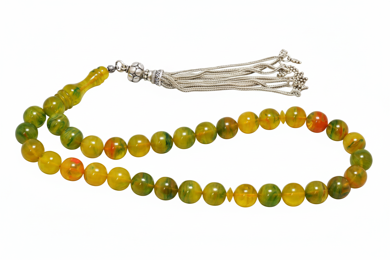 Sıkma Kehribar Tesbih Küre Kesim (khr 10411)