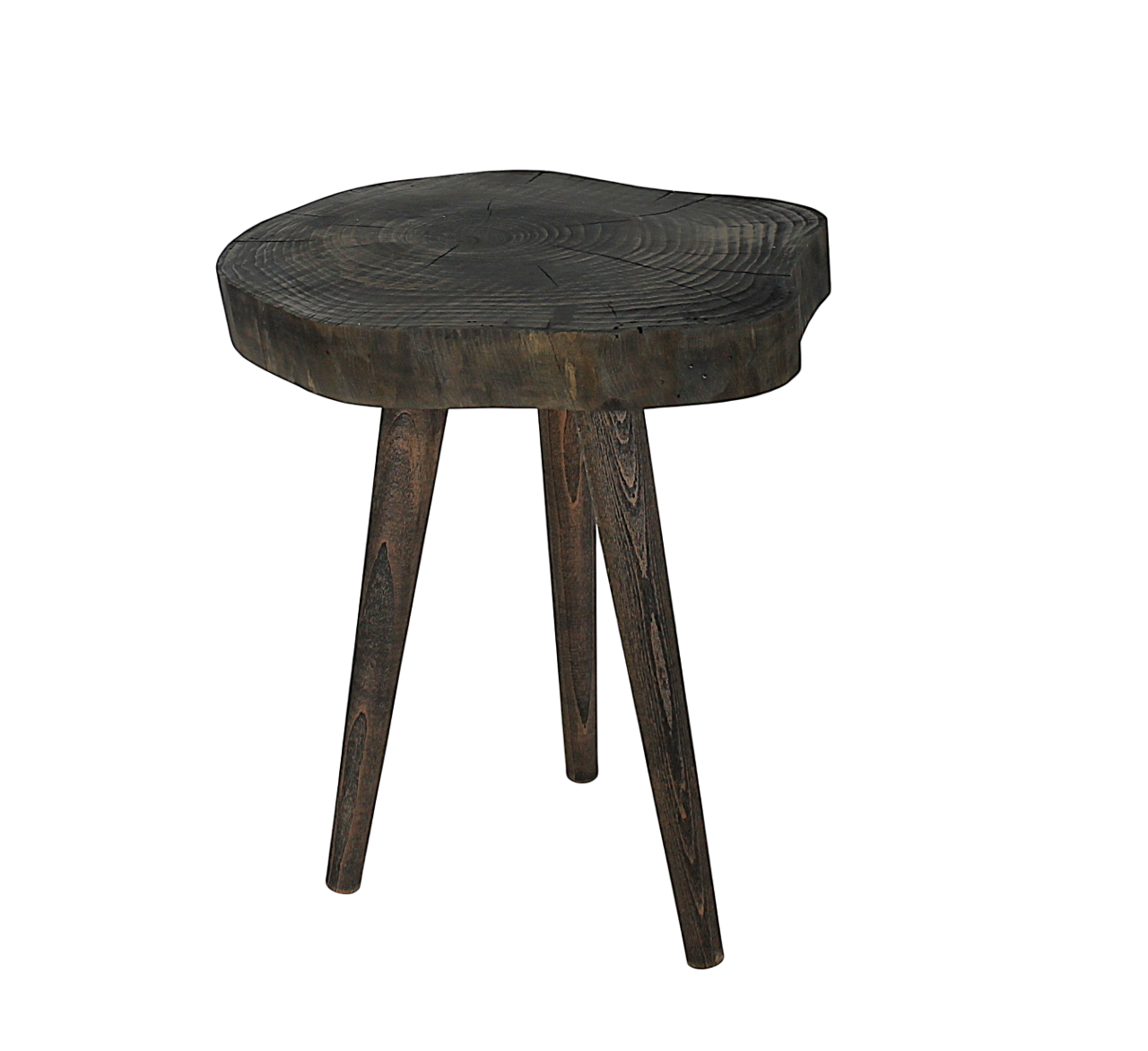 Doğal Ahşap Sehpa 32x45 cm Ahşap Ayaklı Renk Siyah