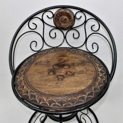 Ahşap Ferforje Oymalı Sandalye Tabure 46x46x59 cm. KNA50