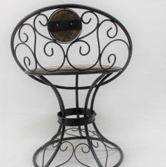 Ahşap Ferforje Oymalı Sandalye Tabure 46x46x59 cm. KNA50