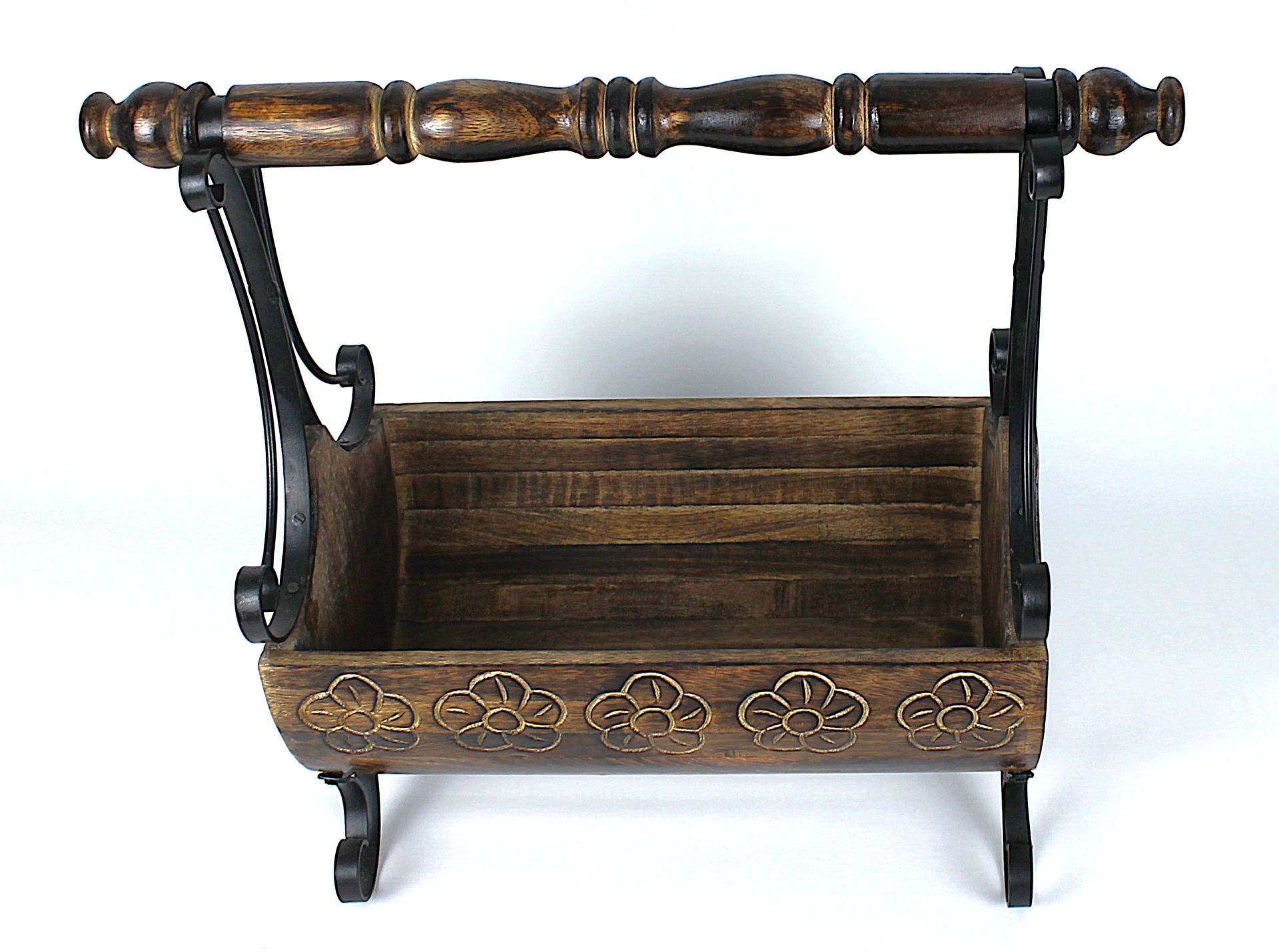 Eskitme Ahşap Ferforje Gazetelik 35x21x42 cm. K02