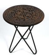 Ahşap Oymalı Yuvarlak Sehpa 40 cm