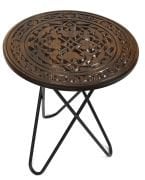 Ahşap Oymalı Yuvarlak Sehpa 40 cm