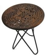 Ahşap Oymalı Yuvarlak Sehpa 40 cm