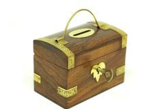 Ahşap Kilitli  Kumbara 10x7x7 cm. Küçük Boy