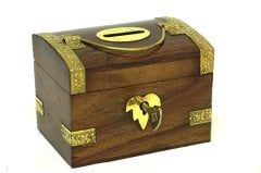 Ahşap Kilitli  Kumbara 10x7x7 cm. Küçük Boy