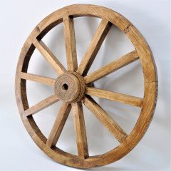 Otantik Çarşı Ahşap At Arabası Tekeri 70 cm.(Meşe Renk)