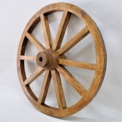 Otantik Çarşı Ahşap At Arabası Tekeri 70 cm.(Meşe Renk)