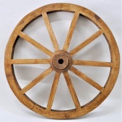 Otantik Çarşı Ahşap At Arabası Tekeri 70 cm.(Meşe Renk)