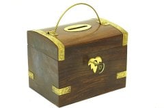 Ahşap Kilitli  Kumbara  13x10x10 cm.