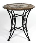 Eskitme Ahşap Ferforje Yuvarlak  Sehpa 53x53x55 cm.